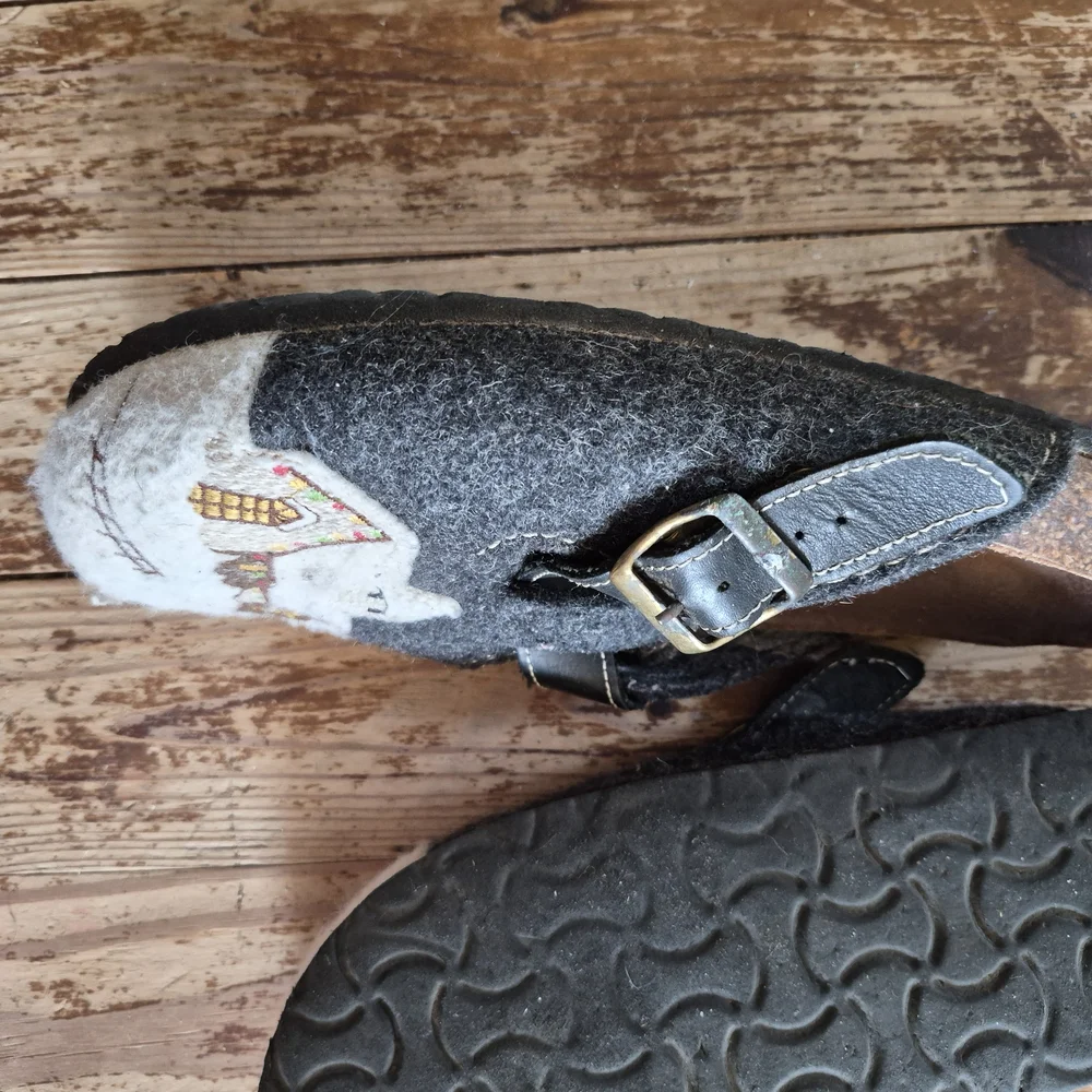 Birkenstock  Gray with Black Straps.Adult Shoes. - Picture 2 of 4